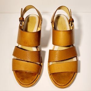 Rag & Bone Cognac Leather Block Heel Sandals